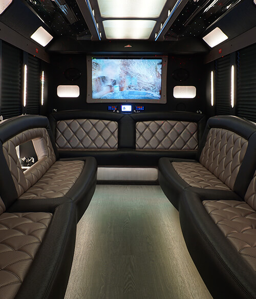 Party bus with leather seating